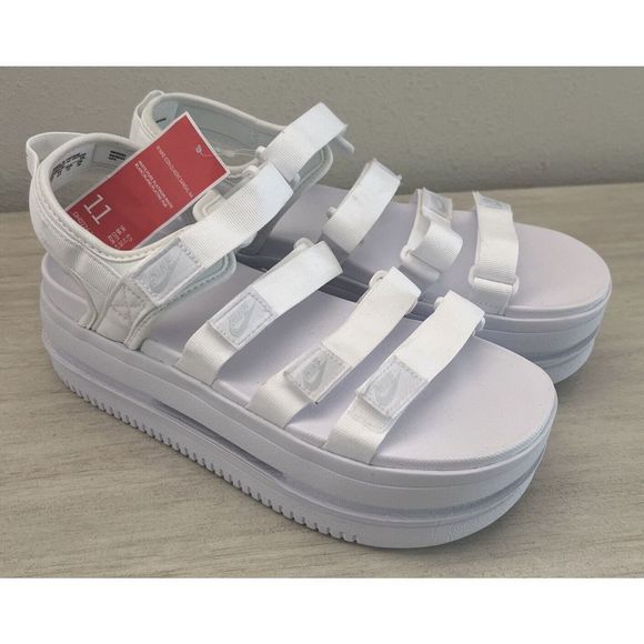 Nike DH0224-100 Women’s Sz 11 Icon Classic 4 Strap Platform White Sandals $110 - Picture 9 of 14